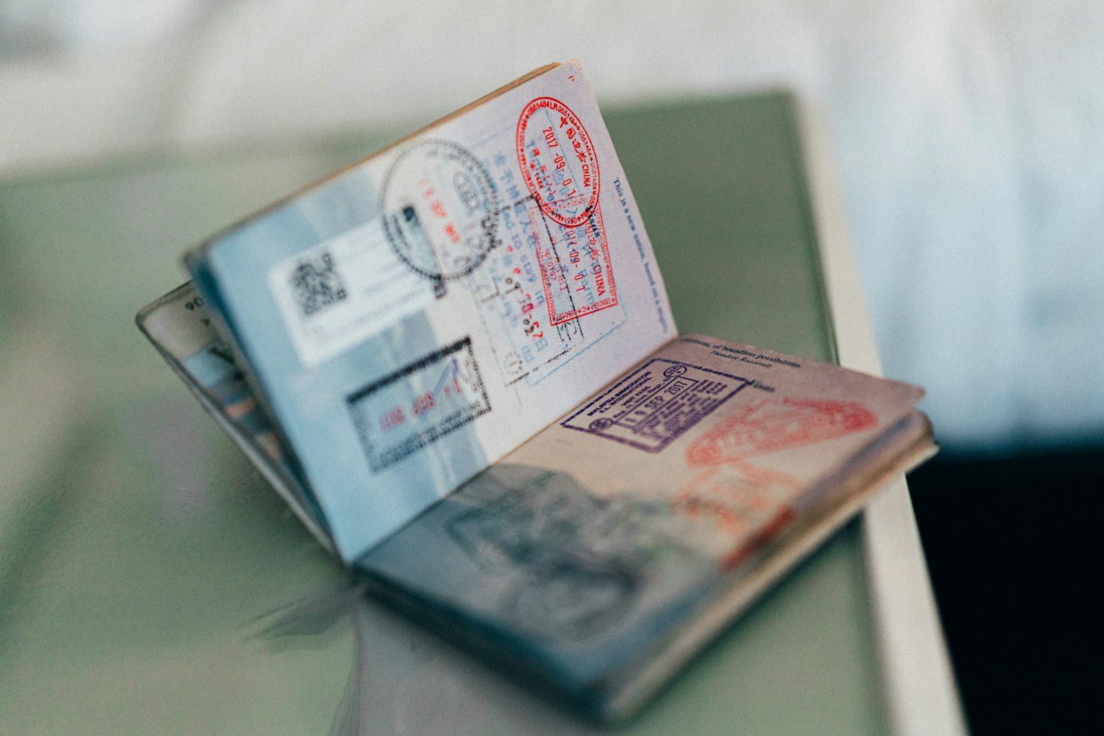 A passport and travel documents